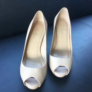 Cole Haan Nude Leather Open Toe Pumps Size 6.5